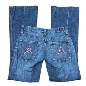 7 FOR ALL MANKIND Y2K vintage pink A pocket low rise boot cut jeans size 25